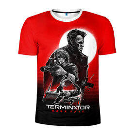 Мужская футболка 3D спортивная с принтом Terminator: Dark Fate в Тюмени, 100% полиэстер с улучшенными характеристиками | приталенный силуэт, круглая горловина, широкие плечи, сужается к линии бедра | Тематика изображения на принте: dark fate | sarah j. connor | t 800 | terminator | восстание машин | киборг | сара коннор | темные судьбы | терминатор