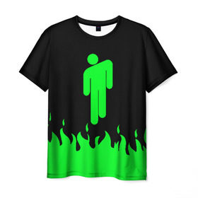Мужская футболка 3D с принтом BILLIE EILISH в Тюмени, 100% полиэфир | прямой крой, круглый вырез горловины, длина до линии бедер | be | billie | billie eilish | blohsh | билли | билли айлиш
