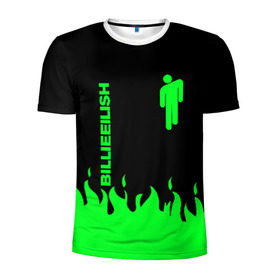 Мужская футболка 3D спортивная с принтом BILLIE EILISH в Тюмени, 100% полиэстер с улучшенными характеристиками | приталенный силуэт, круглая горловина, широкие плечи, сужается к линии бедра | be | billie | billie eilish | blohsh | билли | билли айлиш