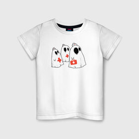 Детская футболка хлопок с принтом Мед Призраки в Тюмени, 100% хлопок | круглый вырез горловины, полуприлегающий силуэт, длина до линии бедер | doctor | halloween | health | nurse | доктор | медбрат | медсестра | привидение | призрак | хеллоуин | хэллоуин