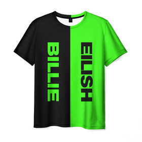 Мужская футболка 3D с принтом BILLIE EILISH в Тюмени, 100% полиэфир | прямой крой, круглый вырез горловины, длина до линии бедер | be | billie | billie eilish | blohsh | ghoul | билли | билли айлиш