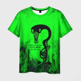 Мужская футболка 3D с принтом BILLIE EILISH - GHOUL в Тюмени, 100% полиэфир | прямой крой, круглый вырез горловины, длина до линии бедер | Тематика изображения на принте: be | billie | billie eilish | blohsh | ghoul | билли | билли айлиш