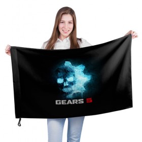 Флаг 3D с принтом GEARS 5 в Тюмени, 100% полиэстер | плотность ткани — 95 г/м2, размер — 67 х 109 см. Принт наносится с одной стороны | game | games | gears | gears 5 | gears of war | logo | shooter | symbol | war | боевик | вар | войны | гирс | гирс 5 | гирс оф вар | игра | игры | лого | логотип | символ | шестерни | шутер