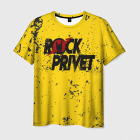 Мужская футболка 3D с принтом Rock Privet в Тюмени, 100% полиэфир | прямой крой, круглый вырез горловины, длина до линии бедер | rock | rock privet | рок. рок привет