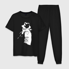 Мужская пижама хлопок с принтом Майкл Джексон в Тюмени, 100% хлопок | брюки и футболка прямого кроя, без карманов, на брюках мягкая резинка на поясе и по низу штанин
 | michael jackson | артист | майкл джексон | музыка | поп | рок