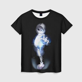 Женская футболка 3D с принтом Undertale в Тюмени, 100% полиэфир ( синтетическое хлопкоподобное полотно) | прямой крой, круглый вырез горловины, длина до линии бедер | sans | undertale | андертале | андертейл | игра | подземная история | подземная сказка | санс | ундертале