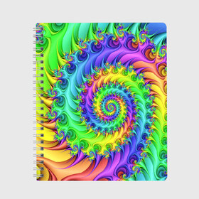 Тетрадь с принтом ФРАКТАЛЬНЫЙ АБСТРАКТ в Тюмени, 100% бумага | 48 листов, плотность листов — 60 г/м2, плотность картонной обложки — 250 г/м2. Листы скреплены сбоку удобной пружинной спиралью. Уголки страниц и обложки скругленные. Цвет линий — светло-серый
 | abstract | abstraction | color | geometry | paitnt | psy | абстракция | геометрия | краски | неоновые | психоделика