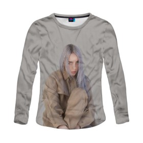 Женский лонгслив 3D с принтом BILLIE EILISH в Тюмени, 100% полиэстер | длинные рукава, круглый вырез горловины, полуприлегающий силуэт | bilie | billi | billie | eilish | eillish | elish | ellish | айлиш | алиш | били | билли | эйлиш | элиш