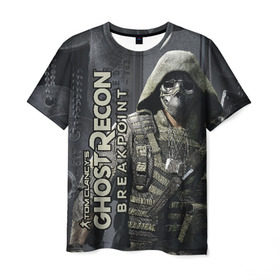 Мужская футболка 3D с принтом Ghost Recon BREAKPOINT в Тюмени, 100% полиэфир | прямой крой, круглый вырез горловины, длина до линии бедер | breakpoint | ghost | recon | tom clancys | жетон | призраки | спец отряд | спецназ