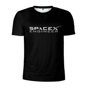Мужская футболка 3D спортивная с принтом SpaceX engineer в Тюмени, 100% полиэстер с улучшенными характеристиками | приталенный силуэт, круглая горловина, широкие плечи, сужается к линии бедра | elon | mars | musk | spascex | астронавт | илон | инженер | космос | маск | ракета