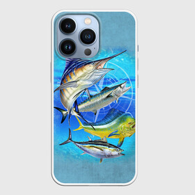 Чехол для iPhone 13 Pro с принтом Marlin and other fish в Тюмени,  |  | Тематика изображения на принте: рыба | рыбак | рыбалка | снасти | увлечение | улов | хобби