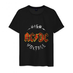 Мужская футболка хлопок с принтом AC/DC в Тюмени, 100% хлопок | прямой крой, круглый вырез горловины, длина до линии бедер, слегка спущенное плечо. | Тематика изображения на принте: ac | ac dc | ac dc группа | ac dc лучшее | rock | rock n roll | блюз рок | иси диси | хард рок