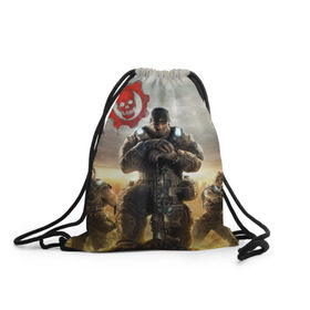 Рюкзак-мешок 3D с принтом Gears Of War в Тюмени, 100% полиэстер | плотность ткани — 200 г/м2, размер — 35 х 45 см; лямки — толстые шнурки, застежка на шнуровке, без карманов и подкладки | 
