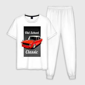 Мужская пижама хлопок с принтом 2101 Classic в Тюмени, 100% хлопок | брюки и футболка прямого кроя, без карманов, на брюках мягкая резинка на поясе и по низу штанин
 | 2101 | ваз | жига | классика