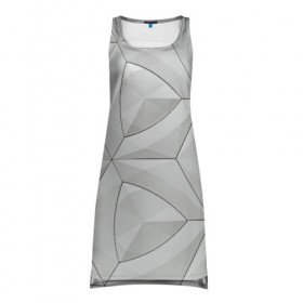 Платье-майка 3D с принтом Техно Геометрия в Тюмени, 100% полиэстер | полуприлегающий силуэт, широкие бретели, круглый вырез горловины, удлиненный подол сзади. | абстракция | геометрия | текстура | техно | техно геометрия