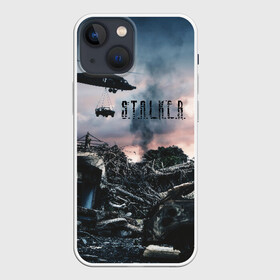 Чехол для iPhone 13 mini с принтом S.T.A.L.K.E.R   Чернобыль в Тюмени,  |  | s.t.a.l.k.e.r | stalker | вертолет | город призрак | радиация | разруха | разрушенный город | сталкер | чернобыль