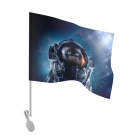 Флаг для автомобиля с принтом Кот космонавт в Тюмени, 100% полиэстер | Размер: 30*21 см | nasa | вселенная | звезды | космонавт | космос | кот | котик | котяра | котята | кошка