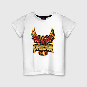 Детская футболка хлопок с принтом Феникс / Phoenix в Тюмени, 100% хлопок | круглый вырез горловины, полуприлегающий силуэт, длина до линии бедер | design | logo | mascot | герои | звери | киберспорт | крылья | огонь | пламя | спортивная | стиль | талисман | фитнес | форма | футбол | яркие