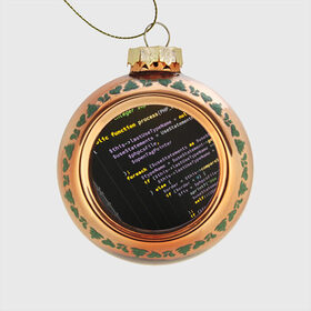 Стеклянный ёлочный шар с принтом ПРОГРАММНЫЙ КОД в Тюмени, Стекло | Диаметр: 80 мм | hugo weaving | pc | the matrix | код | компьютеры | матрица | матрица 4 | программист | программный код | цифры