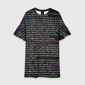 Детское платье 3D с принтом PHP CODE в Тюмени, 100% полиэстер | прямой силуэт, чуть расширенный к низу. Круглая горловина, на рукавах — воланы | Тематика изображения на принте: hugo weaving | pc | the matrix | код | компьютеры | матрица | матрица 4 | программист | программный код | цифры