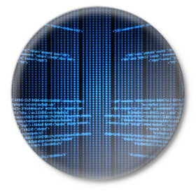 Значок с принтом КОДЫ в Тюмени,  металл | круглая форма, металлическая застежка в виде булавки | hugo weaving | pc | the matrix | код | компьютеры | матрица | матрица 4 | программист | программный код | цифры