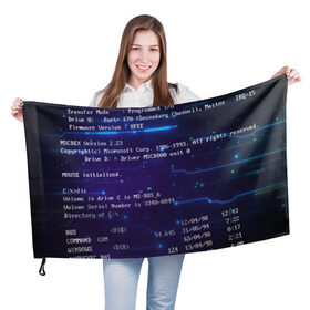 Флаг 3D с принтом BIOS CODE в Тюмени, 100% полиэстер | плотность ткани — 95 г/м2, размер — 67 х 109 см. Принт наносится с одной стороны | hugo weaving | pc | the matrix | код | компьютеры | матрица | матрица 4 | программист | программный код | цифры