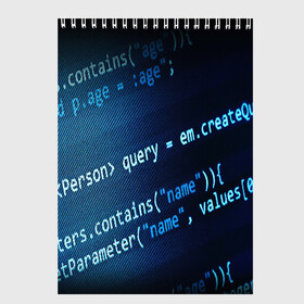 Скетчбук с принтом CODE STYLE в Тюмени, 100% бумага
 | 48 листов, плотность листов — 100 г/м2, плотность картонной обложки — 250 г/м2. Листы скреплены сверху удобной пружинной спиралью | Тематика изображения на принте: hugo weaving | pc | the matrix | код | компьютеры | матрица | матрица 4 | программист | программный код | цифры