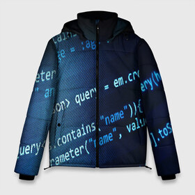 Мужская зимняя куртка 3D с принтом CODE STYLE в Тюмени, верх — 100% полиэстер; подкладка — 100% полиэстер; утеплитель — 100% полиэстер | длина ниже бедра, свободный силуэт Оверсайз. Есть воротник-стойка, отстегивающийся капюшон и ветрозащитная планка. 

Боковые карманы с листочкой на кнопках и внутренний карман на молнии. | hugo weaving | pc | the matrix | код | компьютеры | матрица | матрица 4 | программист | программный код | цифры