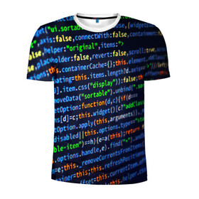 Мужская футболка 3D спортивная с принтом ПРОГРАММИРОВАНИЕ в Тюмени, 100% полиэстер с улучшенными характеристиками | приталенный силуэт, круглая горловина, широкие плечи, сужается к линии бедра | hugo weaving | pc | the matrix | код | компьютеры | матрица | матрица 4 | программист | программный код | цифры