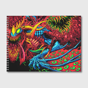 Альбом для рисования с принтом CS GO hyper beast skin в Тюмени, 100% бумага
 | матовая бумага, плотность 200 мг. | awp | counter strike | cs go | cs go global offensive | hyper beast | skin cs | team cs | команды cs | скины оружия | скоростной зверь | хайпер бист