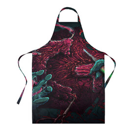 Фартук 3D с принтом CS GO hyper beast skin в Тюмени, 100% полиэстер | общий размер — 65 х 85 см, ширина нагрудника — 26 см, горловина — 53 см, длина завязок — 54 см, общий обхват в поясе — 173 см. Принт на завязках и на горловине наносится с двух сторон, на основной части фартука — только с внешней стороны | awp | counter strike | cs go | cs go global offensive | hyper beast | skin cs | team cs | команды cs | скины оружия | скоростной зверь | хайпер бист