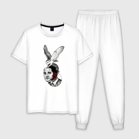 Мужская пижама хлопок с принтом Твин Пикс в Тюмени, 100% хлопок | брюки и футболка прямого кроя, без карманов, на брюках мягкая резинка на поясе и по низу штанин
 | дэвид линч