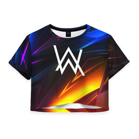 Женская футболка Cropp-top с принтом ALAN WALKER STRIPES в Тюмени, 100% полиэстер | круглая горловина, длина футболки до линии талии, рукава с отворотами | alan walker | aw | electro | electro music | music | алан уокер | музыка | музыкант | электро | электронная музыка