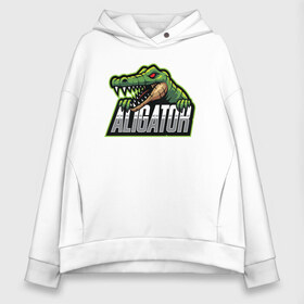 Женское худи Oversize хлопок с принтом Alligator Аллигатор в Тюмени, френч-терри — 70% хлопок, 30% полиэстер. Мягкий теплый начес внутри —100% хлопок | боковые карманы, эластичные манжеты и нижняя кромка, капюшон на магнитной кнопке | design | logo | mascot | герои | дикий | звери | киберспорт | крокодил | спортивная | стиль | талисман | фитнес | форма | футбол | яркие