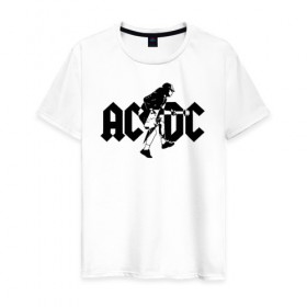 Мужская футболка хлопок с принтом AC/DC в Тюмени, 100% хлопок | прямой крой, круглый вырез горловины, длина до линии бедер, слегка спущенное плечо. | Тематика изображения на принте: ac dc | acdc | acdc ас дс | австралийская | ангус янг | асдс | блюз | группа | крис слэйд | метал | молния | музыка | певцы | рок | рок н ролл | стиви янг | хард | хардрок | эксл роуз