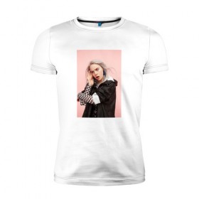 Мужская футболка премиум с принтом Билли Айлиш в Тюмени, 92% хлопок, 8% лайкра | приталенный силуэт, круглый вырез ворота, длина до линии бедра, короткий рукав | билли айлиш | знаменитость | музыкант | фото