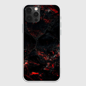 Чехол для iPhone 12 Pro с принтом Red and Black в Тюмени, силикон | область печати: задняя сторона чехла, без боковых панелей | Тематика изображения на принте: black | blood | metal | red | texture | абстракция | камень | краски | красная | красно черное | кровь | лава | метал | текстура | черная