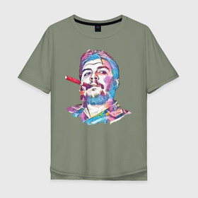 Мужская футболка хлопок Oversize с принтом Эрнесто Че Гевара в Тюмени, 100% хлопок | свободный крой, круглый ворот, “спинка” длиннее передней части | куба | че гевара | эрнесто | эрнесто че гевара