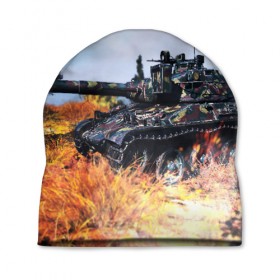 Шапка 3D с принтом танк в Тюмени, 100% полиэстер | универсальный размер, печать по всей поверхности изделия | game | tank | war | боевой танк | война | выстрел | дым | игра | искры | огонь | пламя | танк | танкист | техника