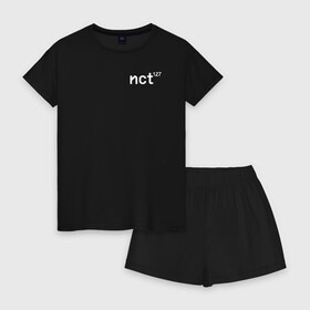 Женская пижама с шортиками хлопок с принтом NCT 127 TAEYONG(СПИНА) в Тюмени, 100% хлопок | футболка прямого кроя, шорты свободные с широкой мягкой резинкой | k pop | music | nct | nct 127 | neo culture technology | taeyong | логотип | музыка | тэен | энсити
