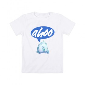 Детская футболка хлопок с принтом Аху Йети в Тюмени, 100% хлопок | круглый вырез горловины, полуприлегающий силуэт, длина до линии бедер | ahoo | yeti | ахуети | ахуеть | йети | мат | надпись | прикол | снежный человек | эмоции | юмор
