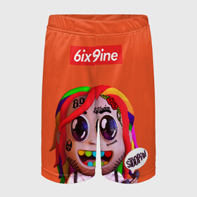 Детские спортивные шорты 3D с принтом 6ix9ine - STOOPID в Тюмени,  100% полиэстер
 | пояс оформлен широкой мягкой резинкой, ткань тянется
 | 6ix9ine | gangsta | gangsta rap | hip hop | rap | scum gang | stoopid | tekashi | trap | гэнгста | гэнгста рэп | рэп | текаши | трэп | хип хоп