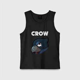 Детская майка хлопок с принтом BRAWL STARS CROW в Тюмени,  |  | android | brawl stars | colt | crow | games | leon | penny | poco. | shelly | spike | wanted | брав | бравл старс | звезды | игры | мобильные игры | старс