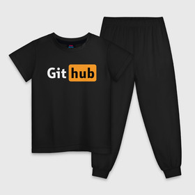 Детская пижама хлопок с принтом Git Hub в Тюмени, 100% хлопок |  брюки и футболка прямого кроя, без карманов, на брюках мягкая резинка на поясе и по низу штанин
 | Тематика изображения на принте: git hub | github | it | кодинг