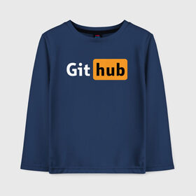 Детский лонгслив хлопок с принтом Git Hub в Тюмени, 100% хлопок | круглый вырез горловины, полуприлегающий силуэт, длина до линии бедер | Тематика изображения на принте: git hub | github | it | кодинг
