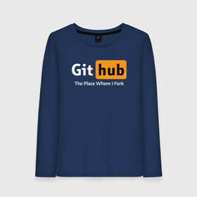 Женский лонгслив хлопок с принтом GitHub Fork Place в Тюмени, 100% хлопок |  | git hub | github | it | кодинг