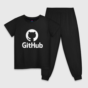 Детская пижама хлопок с принтом GitHub в Тюмени, 100% хлопок |  брюки и футболка прямого кроя, без карманов, на брюках мягкая резинка на поясе и по низу штанин
 | Тематика изображения на принте: git hub | github | it | кодинг | программист