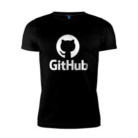 Мужская футболка премиум с принтом GitHub в Тюмени, 92% хлопок, 8% лайкра | приталенный силуэт, круглый вырез ворота, длина до линии бедра, короткий рукав | Тематика изображения на принте: git hub | github | it | кодинг | программист