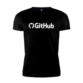 Мужская футболка премиум с принтом GitHub в Тюмени, 92% хлопок, 8% лайкра | приталенный силуэт, круглый вырез ворота, длина до линии бедра, короткий рукав | git hub | github | it | кодинг | программист