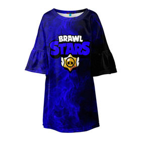 Детское платье 3D с принтом Brawl Stars в Тюмени, 100% полиэстер | прямой силуэт, чуть расширенный к низу. Круглая горловина, на рукавах — воланы | brawl | brawl stars | stars | бравл | бравл старс | браво старс | игра | компьютерная | онлайн | старс